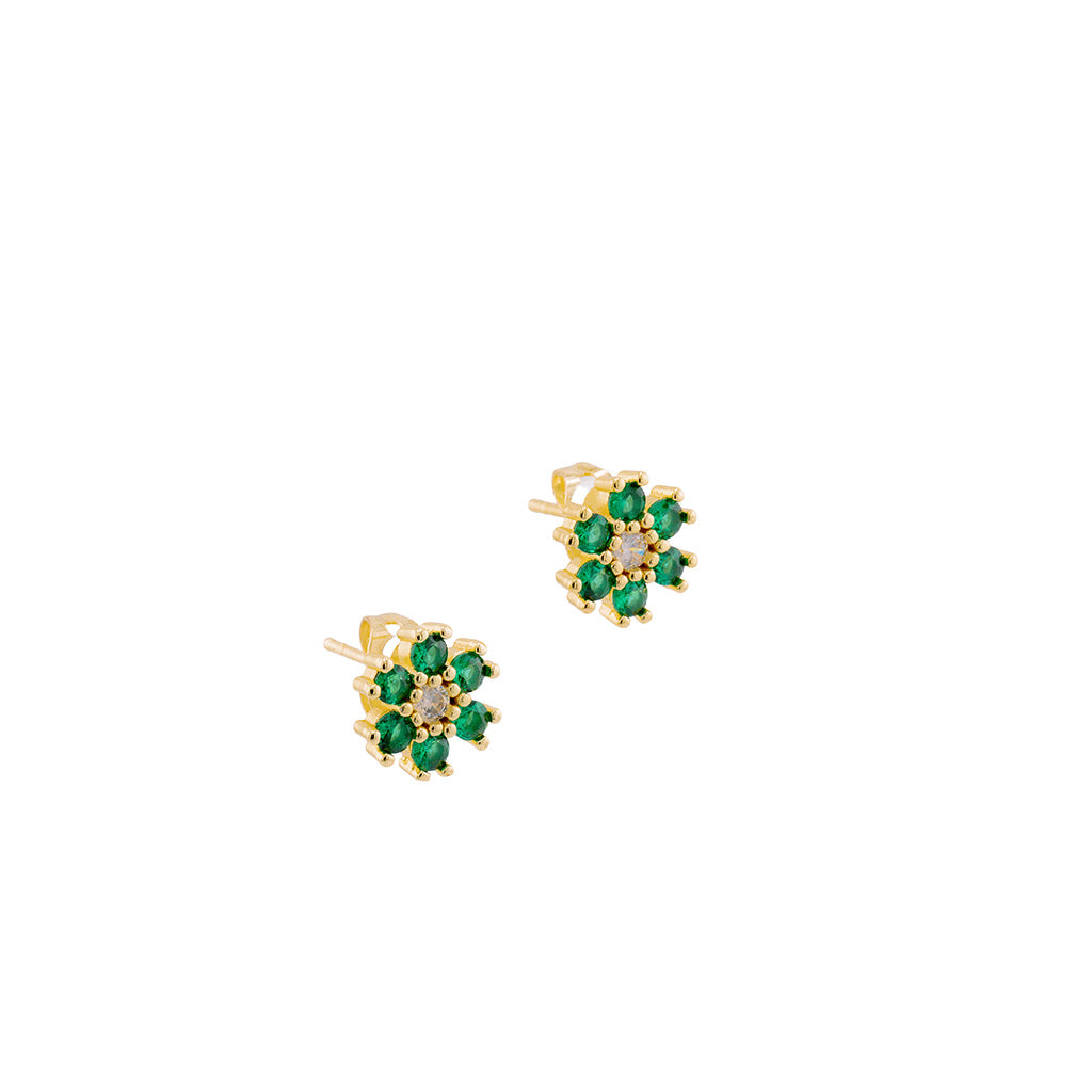 Aretes flor esmeralda