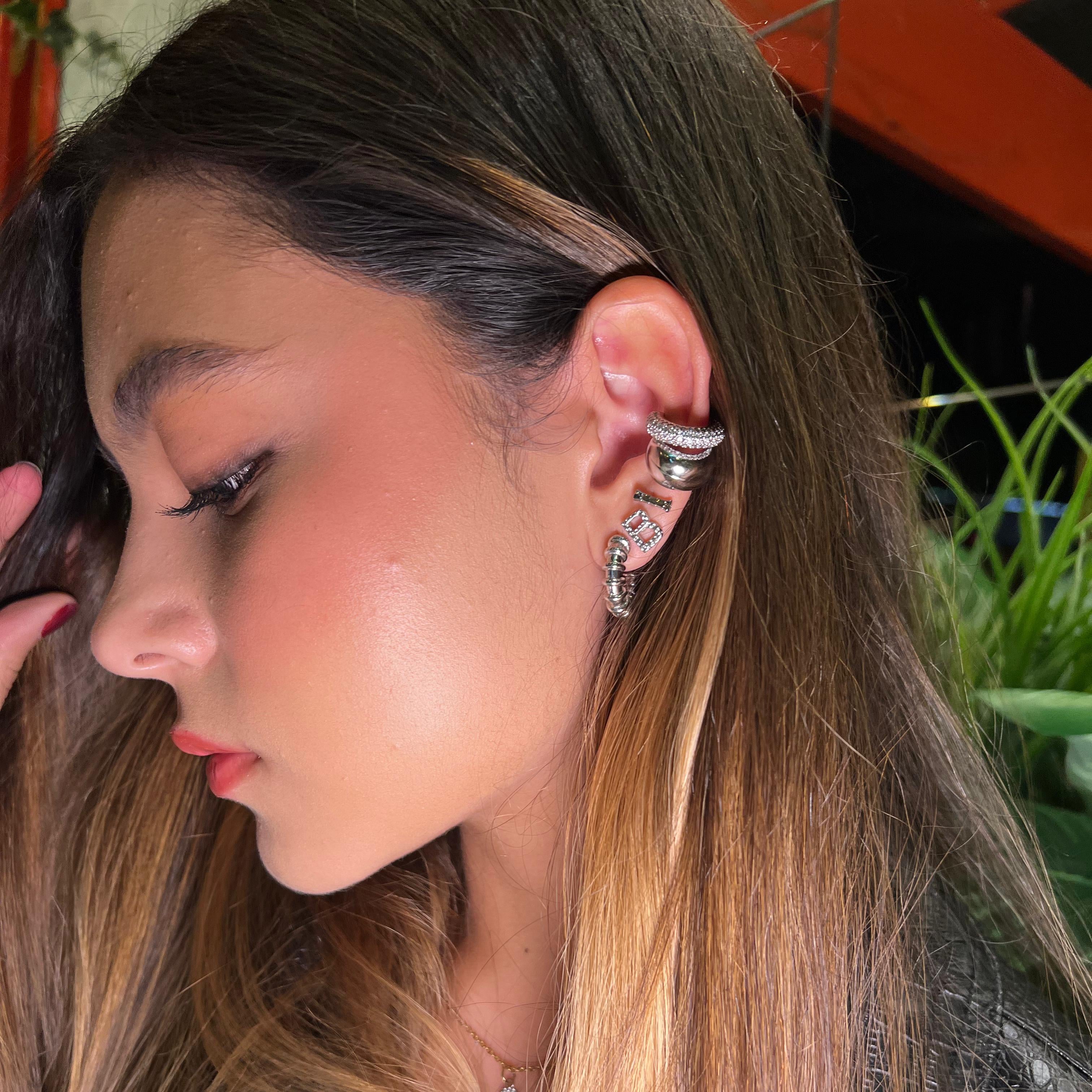 Ear Cuff silver Disco