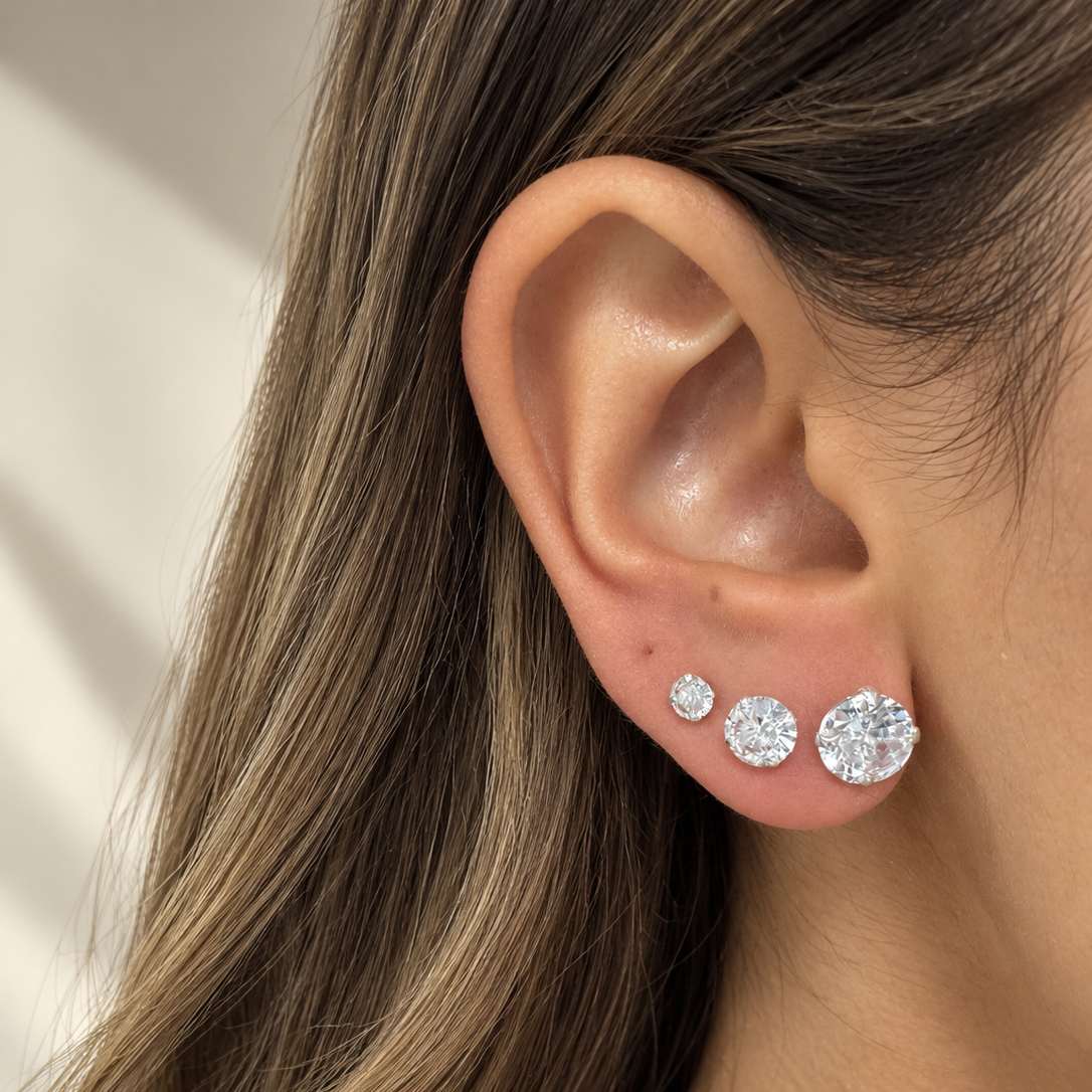 zirconia studs PLATA LEY 925